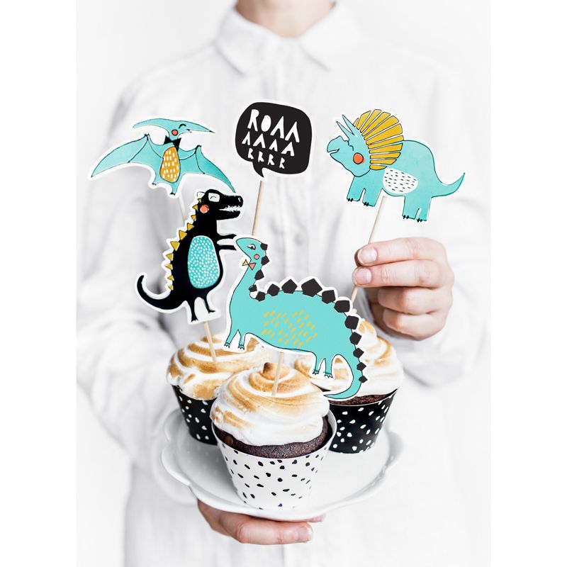 Dinosaurs cake toppers, 10.5-20cm (1 pkt / 5 pc.)
