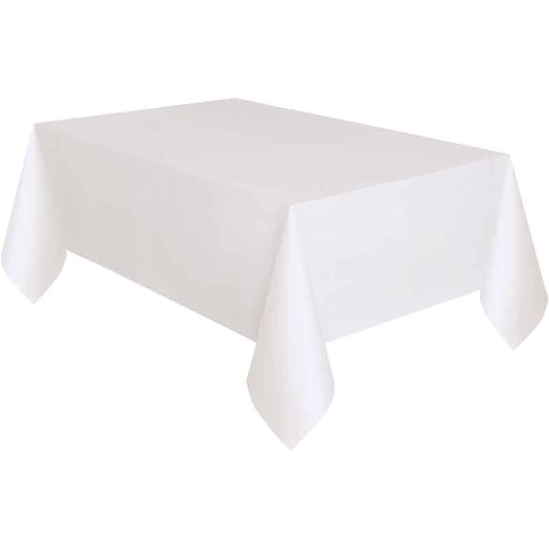 WHITE PLASTIC TABLECOVER