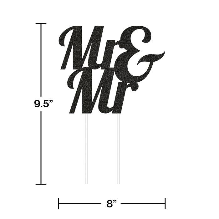Cake Topper - Mr & Mr - Glitter - Black - 1pc
