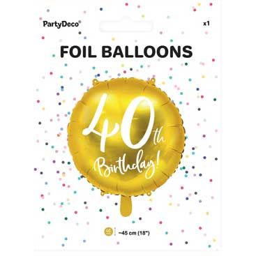 40th Birthday gold Foil Balloon