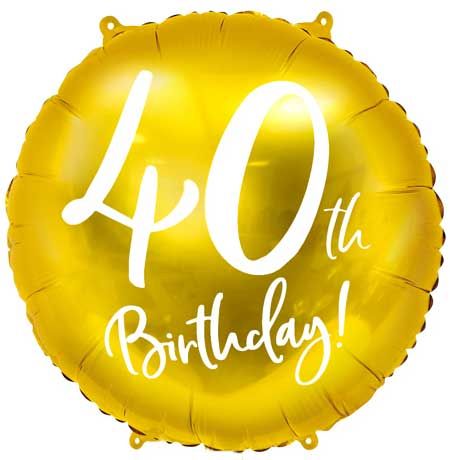 40th Birthday gold Foil Balloon