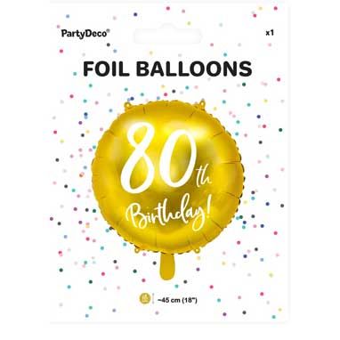 80th Birthday gold Foil Balloon