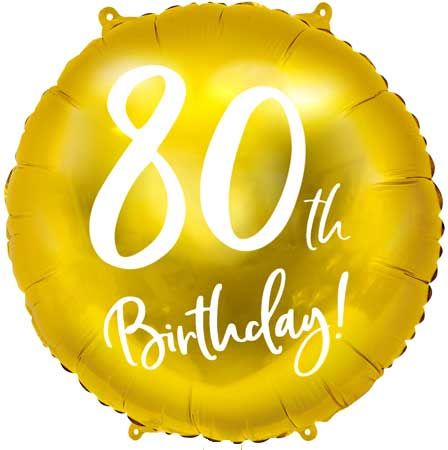 80th Birthday gold Foil Balloon