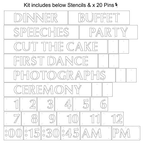 Wedding Time Stencil Set Kit, White, 45.5 x 8.5cm