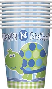 9oz Turtle 1st Birthday Party Cups, 8 pack