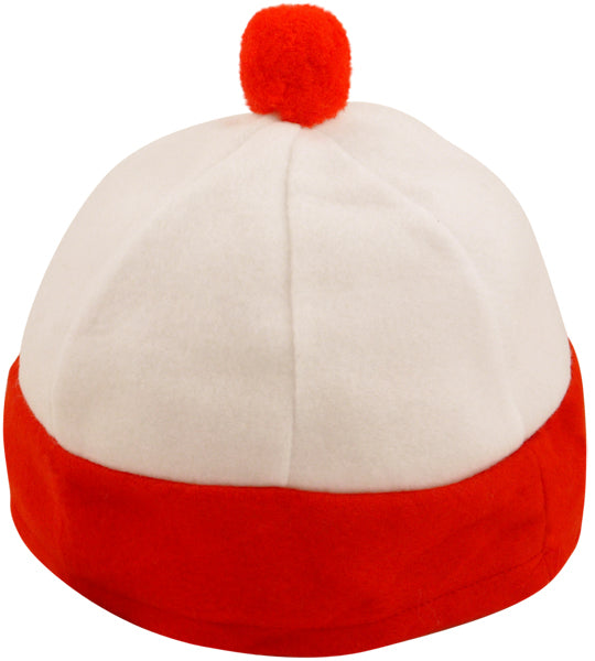 Child's Red and white bobble hat