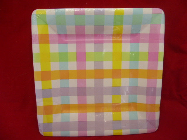 Colourful Gingham Paper Plates