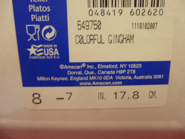 Colourful Gingham Paper Plates