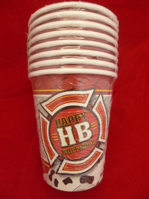 Fire Truck Happy Birthday Paper Cups (8)