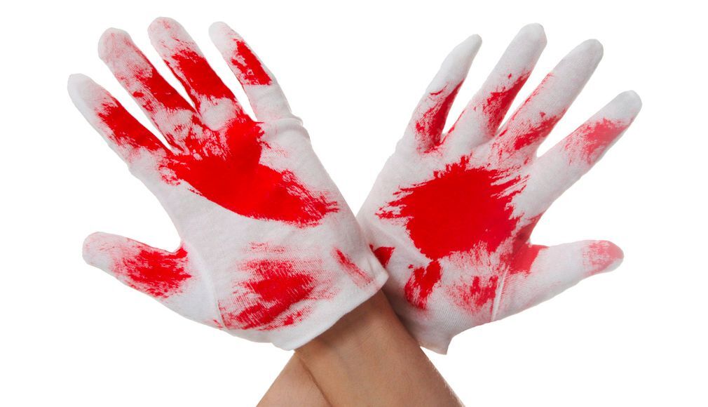 Bloody Halloween white gloves