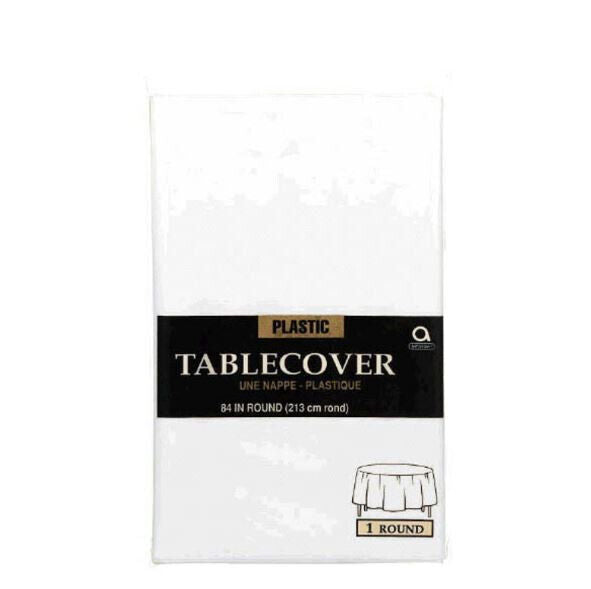 White Round Plastic Table Cover