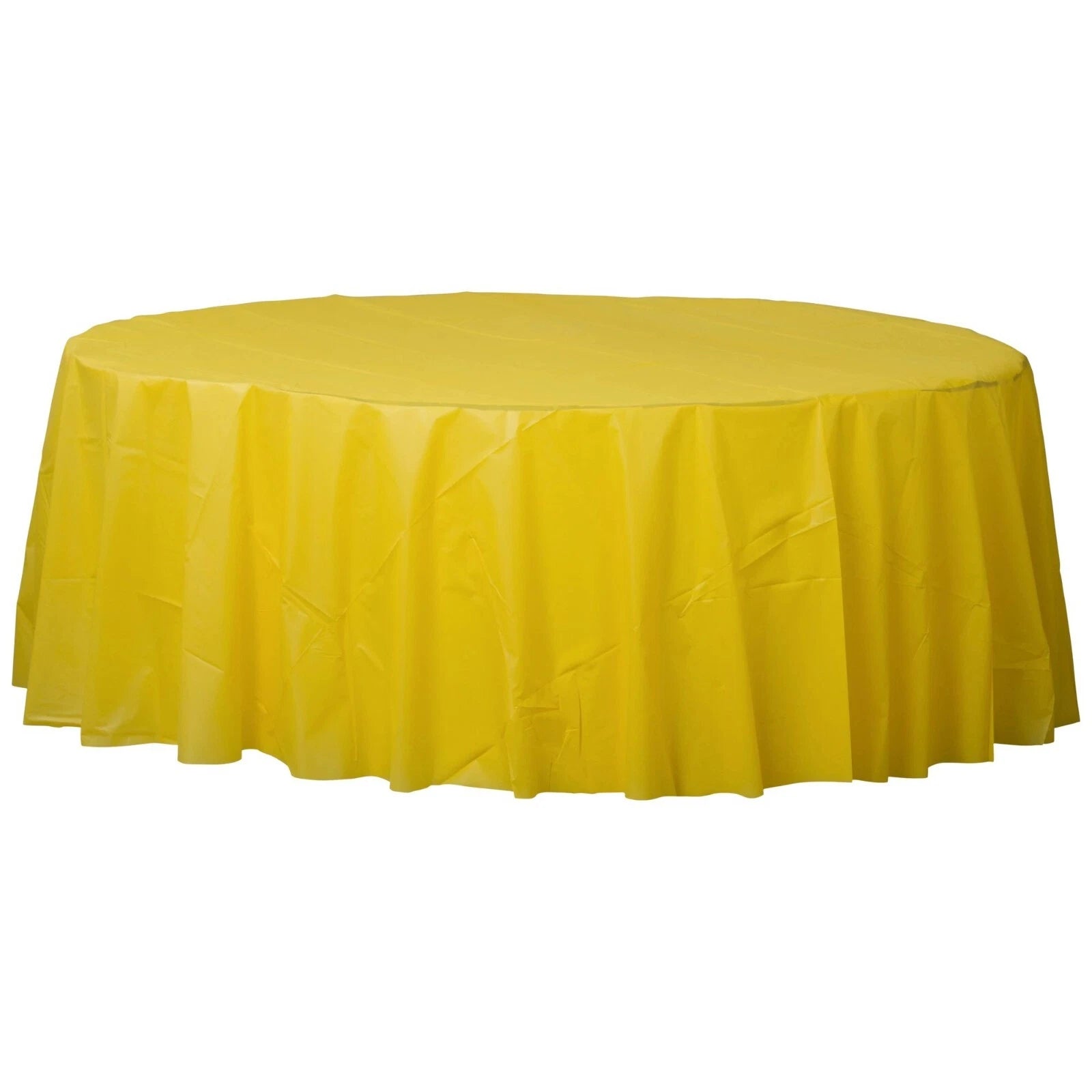 Amscan Sunshine Yellow Round Plastic Tablecover 84"